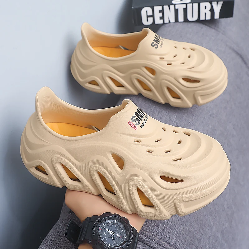 Summer Anti-Slip Couple Slippers for Men And Women Hollow Covered Toe Indoor Outdoor Casual Thick Bottom Sandals for Home Use