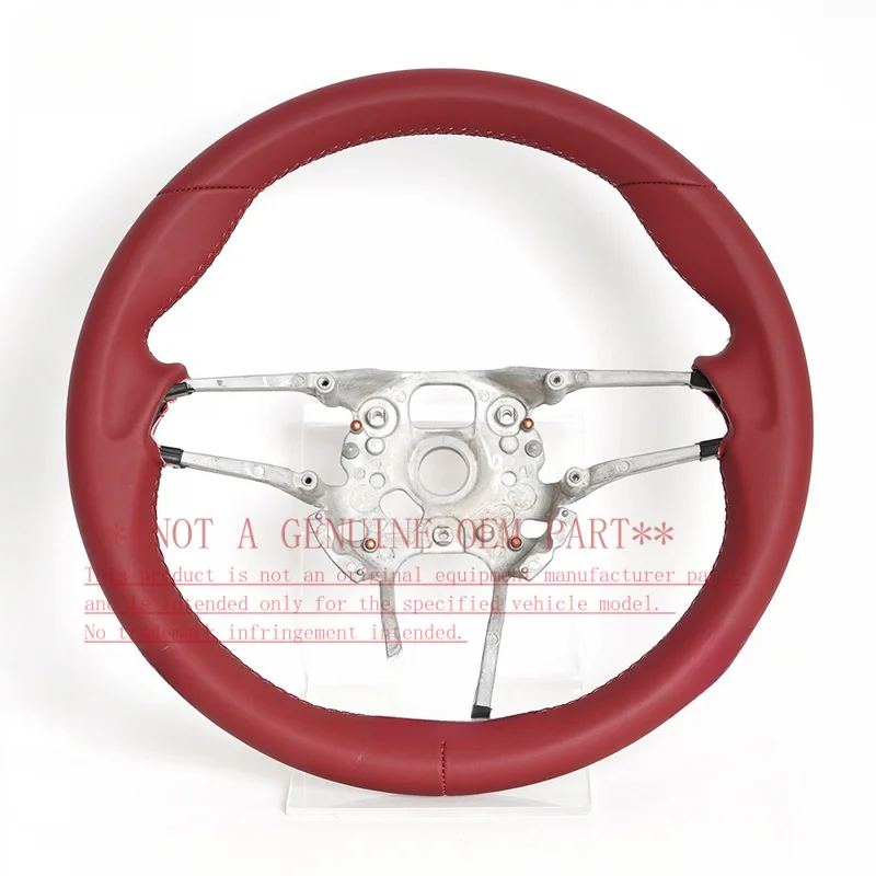 For 18-21 Porsche 718 Starry 832 High End Rose Red Full Leather Modified Steering Wheel Horn Cover Shell Decorative