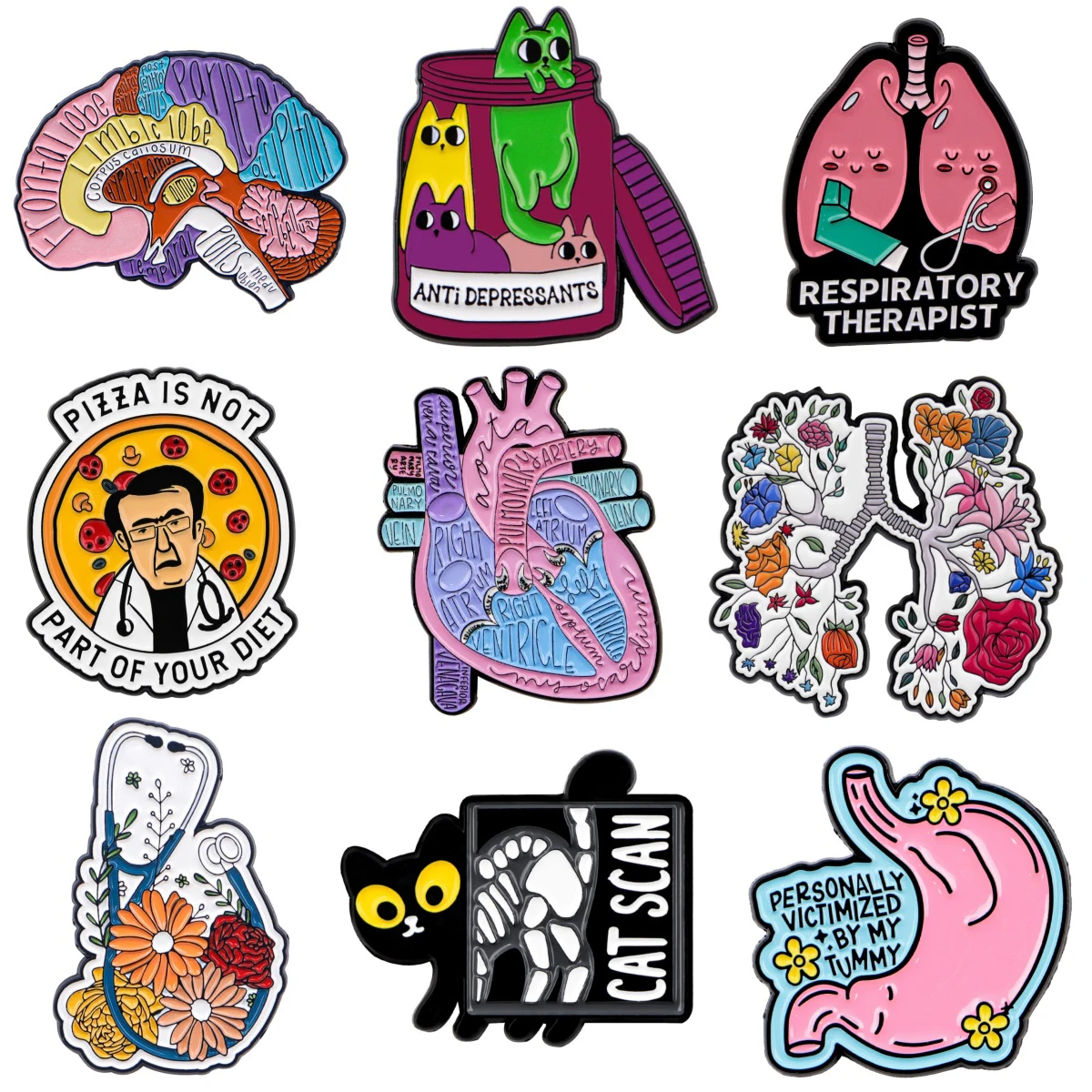 Organs Heart Brooches For Women Lung Enamel Pin Metal Badge Medical Jewelry Clothing Backpack Accessories Doctor Nurse Gift