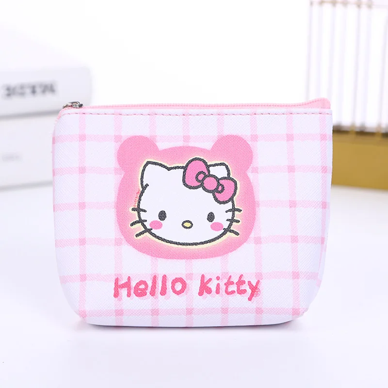 Sanrio Cute PU Coin Bag Mini Wallet Cosmetic Bag with Zipper HelloKitty Kuromi Cinnamoroll Melody Children's Gift