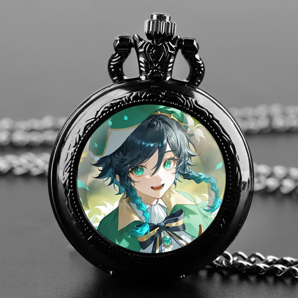 Game Characters - themed Glass Dome Quartz Pocket Watch Comes with Durable Chain and Arabic Numeral Dial Ideal Halloween Gifts