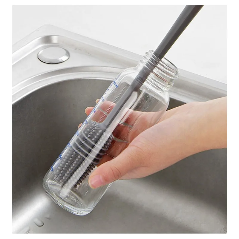 Long Handle Silicone Cup Brush 360 Degree Rotating Bottle Cleaner for Baby Bottle Blender Household Cleaning Tool