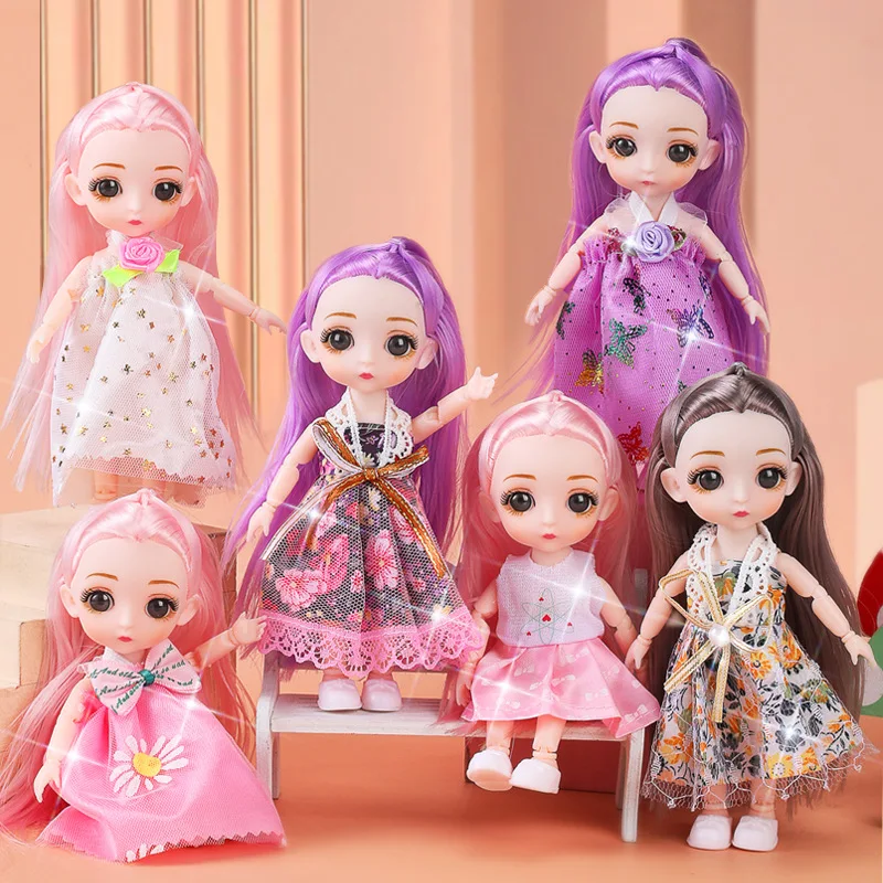 16ซม.เจ้าหญิง BJD 1/12ตุ๊กตาเสื้อผ้าและรองเท้า Movable 23ข้อต่อน่ารักหวานสาวของขวัญเด็กเพลย์เฮาส์ของเล่น