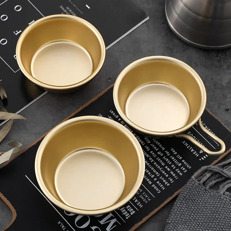 1pcs Gold Color Aluminum Traditional Bowl Korean Rice Wine Bowl Cup Makgeolli Ramen Soup Bowl Kitchenware Set