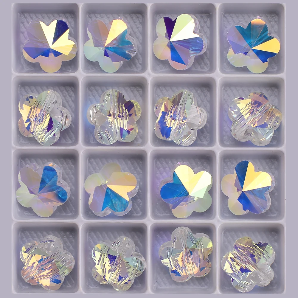 20Pcs 14mm Shiny AB Glass Crystal Pendant Beads Heart Butterfly Star Cross Flower Shape For DIY Making Earings Jewelry Findings - view 6