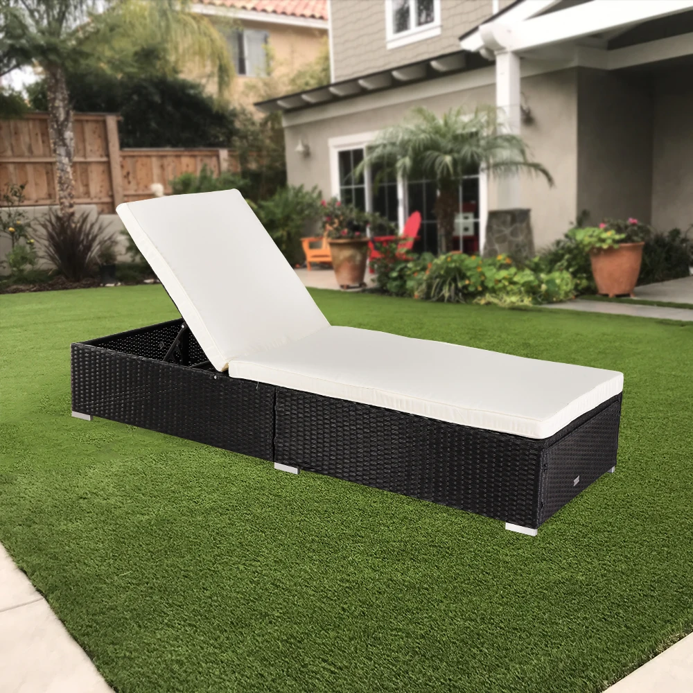 Outdoor Leisure Rattan Furniture Pool Bed / Chaise (Single Sheet) for Patio Deck Garden, Backyard Furniture