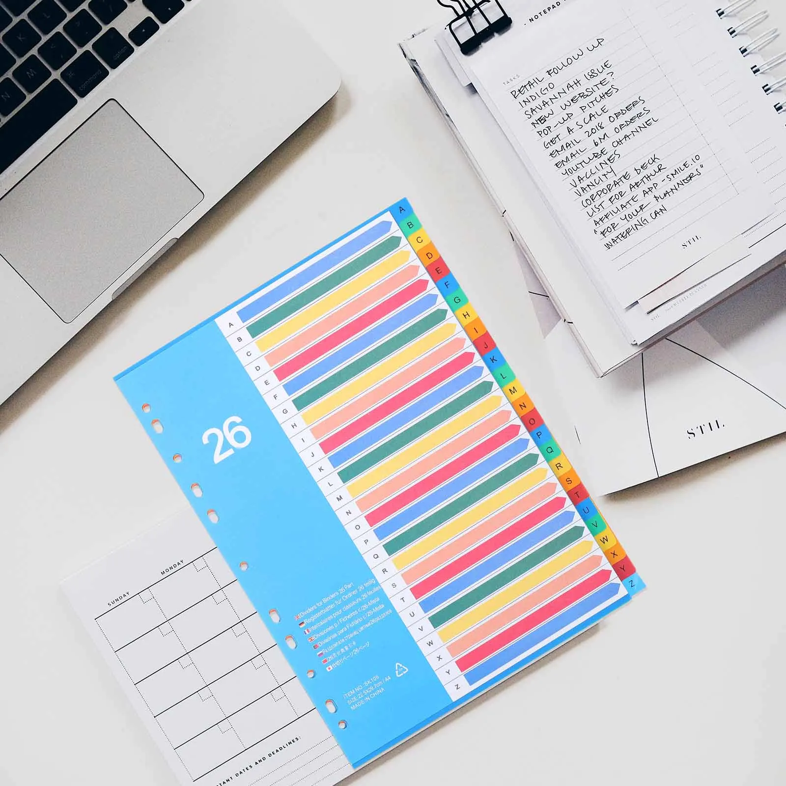 

38Pcs Folder Separator Colored Index Divider Pages A4 Loose-Leaf Plastic Tabs for Notes Classification Document Organization