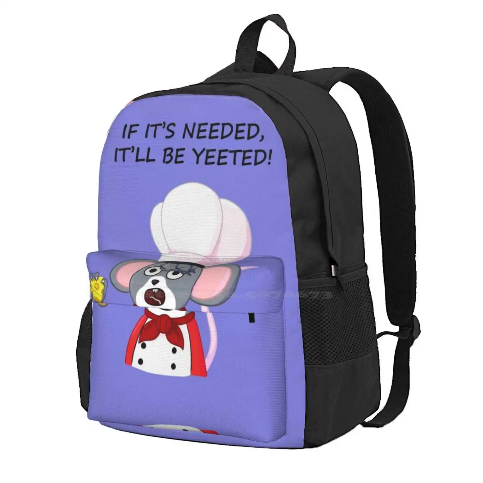 If It'S Needed, It'Ll Be Yeeted! Hot Sale Schoolbag Backpack Fashion Bags Overcooked 2 Mouse Cheese Yeet Chef Video Game Meme