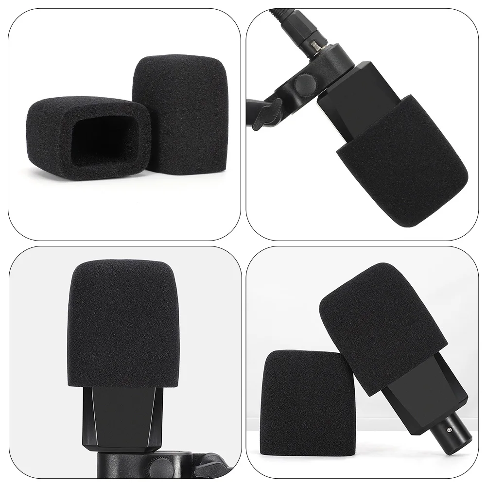 

2pcs Square Sponge Cover 440 Anti Pop Filter Windscreen Dust Net Thickened KTV Sponge Microphone Covers Accessories Black