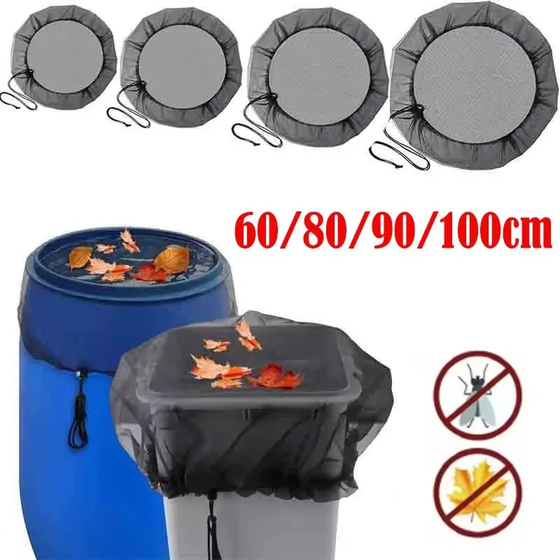 

60/80/90/100CM Outdoor Mesh Cover Netting For Rain Barrels Water Collection Buckets Cover Water Tank Protection Garden Supplies