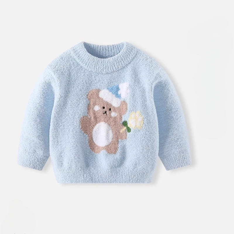 Children's Chenille Sweater Autumn and Winter Boys Thickened Knitted Sweater Winter Baby Baby Clothes Girls Warm Tops