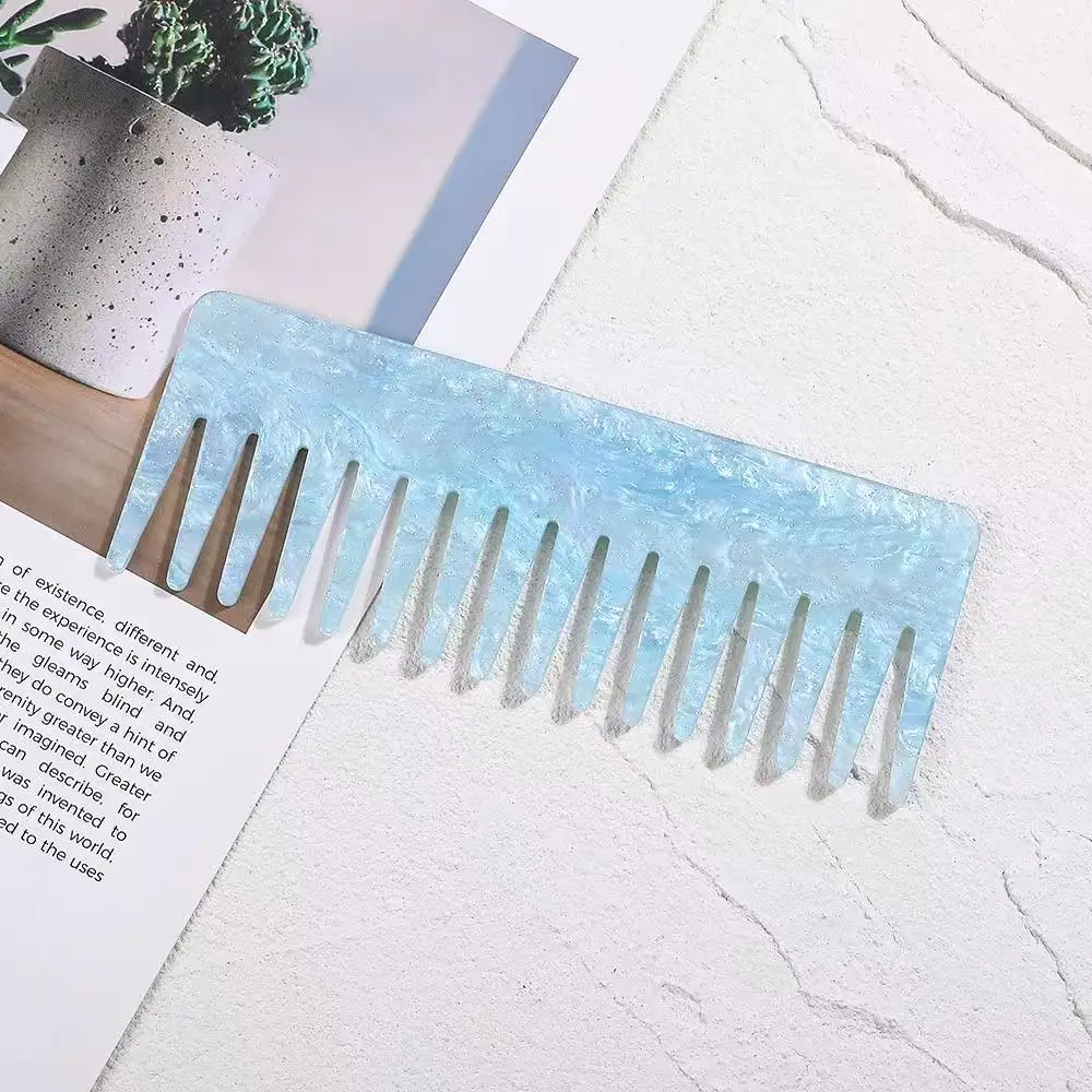 Acrylic Wide Teeth Shiny Pink Blue Color Hair Comb Hair Brush Hairdressing Colorful Traveling Elegant Hair Accessories view 5