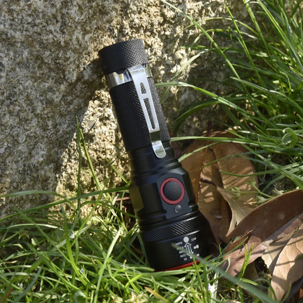 Linterna Led Linterna recargable con USB T6 con zoom, linterna de 3 modos, adecuada para camping 18650 con cable USB