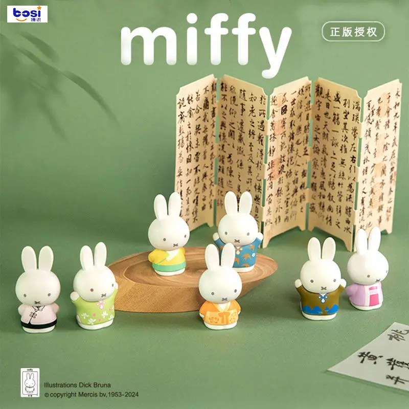 Оригинальная серия Miffy в старинном стиле: мини-фигурки аниме милые кроличьи куклы загадочная коробка украшение для стола коллекция подарки девочек
