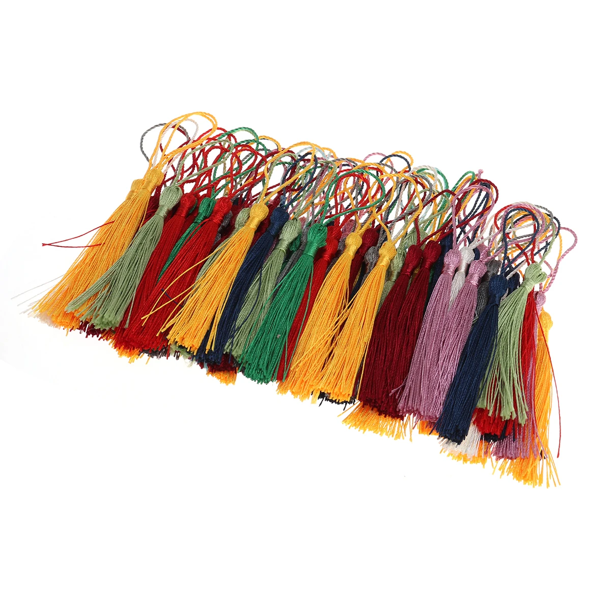 

100Pcs Small Tassels 5.1 Inch Vibrant Handmade Silk Style Charms for Craft Projects Chinese Knots Bag Accessories Keychain Decor