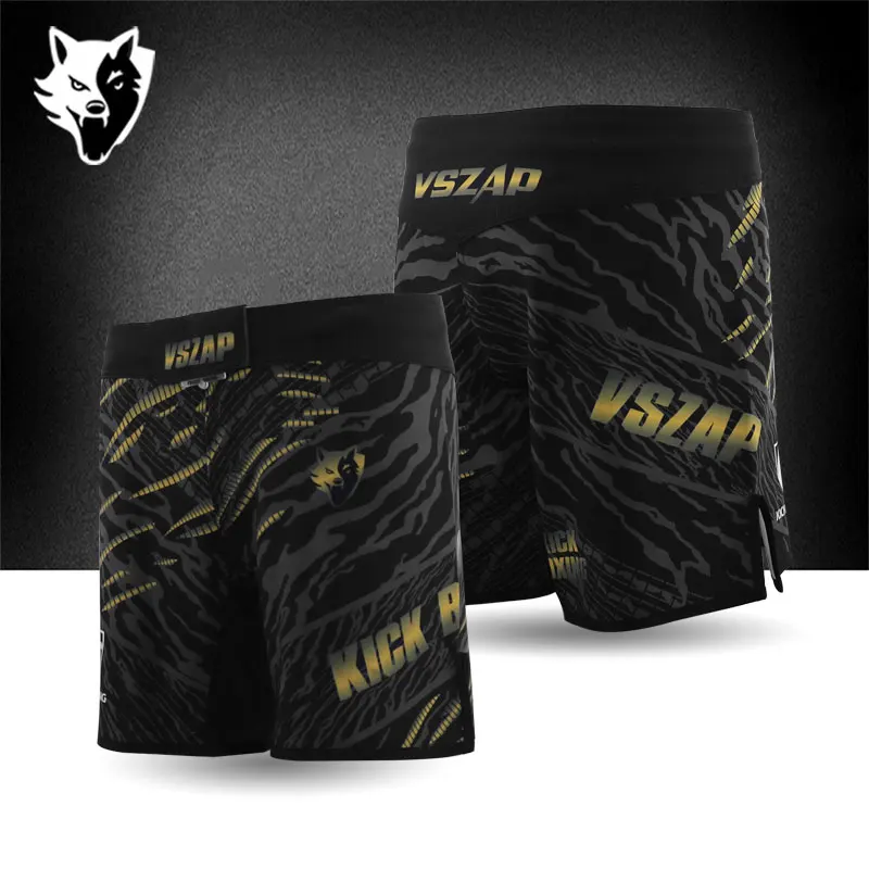 VSZAP camouflage stripes gold and silver boxing grappling martial arts training shorts XXS-XL sizes