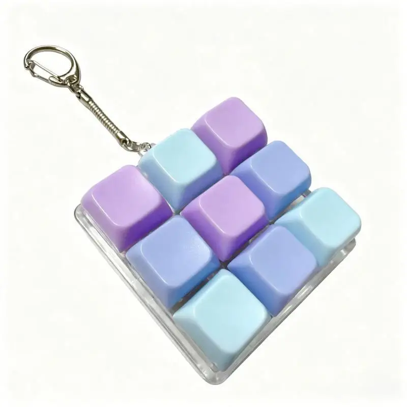 Mini Clickable Buttons Pastel Keyboard Fidget Toy Keychain Portable Anxiety Relief Toy for Travel Camping Time Killing