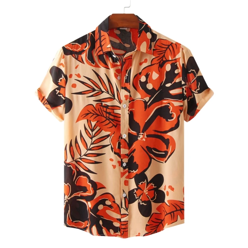 T-Shirt Heren Overhemden En Blouses Wit Shirt Man Tiki Koreaanse Populaire Kleding Strand Hawaiian Kleding Met Korte Mouwen Heren