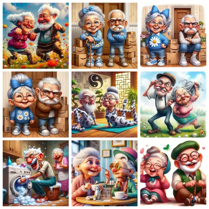 

CHENISTORY 5D DIY Diamond Painting Grandma and Grandpa Full Drill Diamond Mosaic Embroidery Personalized Gift Home Decor