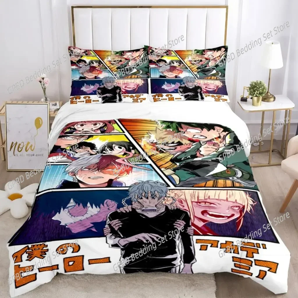 

My Hero Anime Print Comfortable Duvet Quilt Cover Pillowcase Bedding Set Children Bedroom Decoration Home Textile