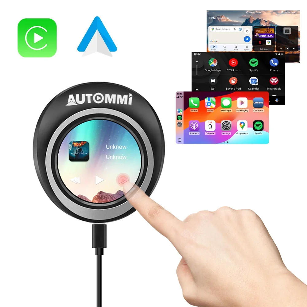 Upgraded versionTouchscreens Wireless CarPlay Adapter Android Auto Smart AI Box Wifi Car Android12 Youtube Netflix Multimedia Us