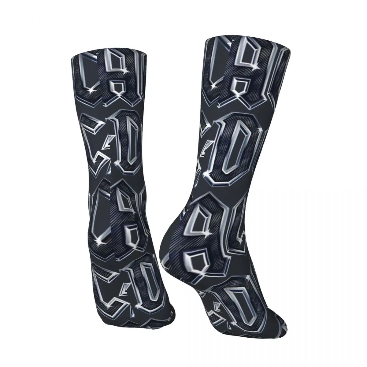 Happy Funny Funny Men's Socks Retro Harajuku A-ACDC Street Style Novelty Pattern Crew Crazy Sock Gift Printed