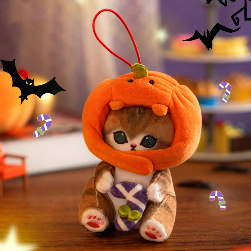 

Kawaii Mofusand аниме Хэллоуин серии мультфильм девушка с тыквенным капюшоном плюшевая кукла сумка орнамент подарок подруге