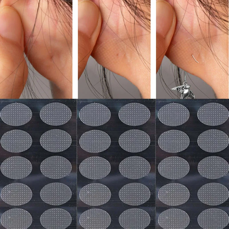 ملصقات واقية لقصات الأذن غير المرئية للاستعمال مرة واحدة لردهات الأذن الممتدة، لاصق شفاف يخفف من رقعة القرط الثقيلة #4