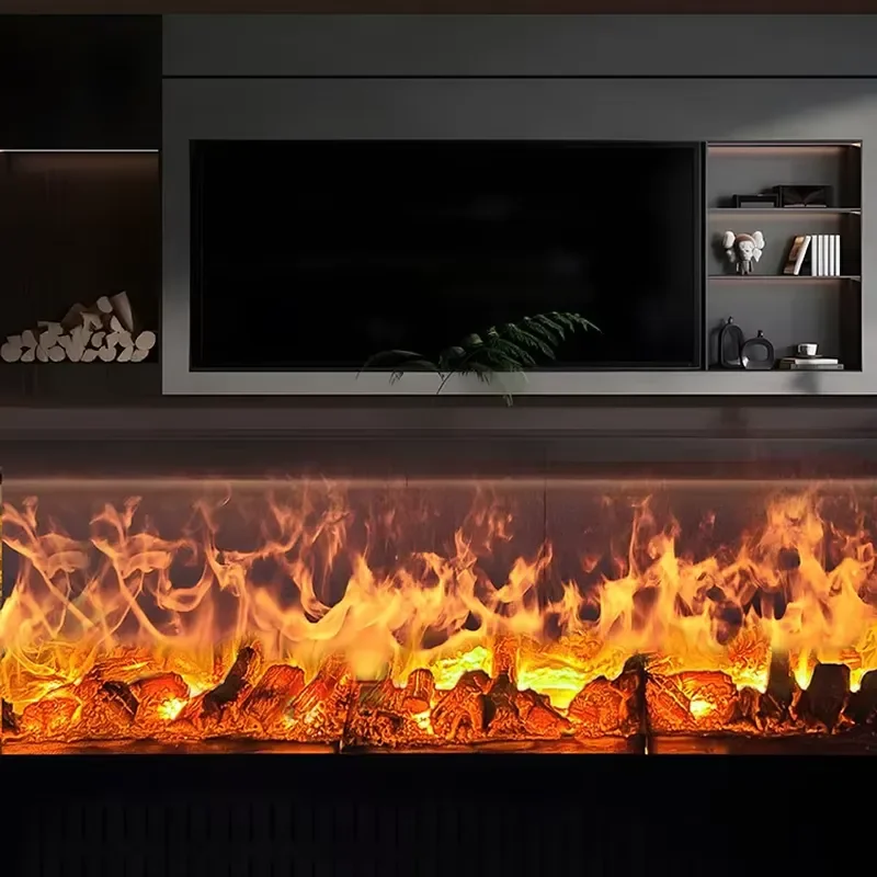For European Style 3D Simulated Multicoloured Flame Fireplace Insert Indoor Steel with Multiple Intelligent Control Methods