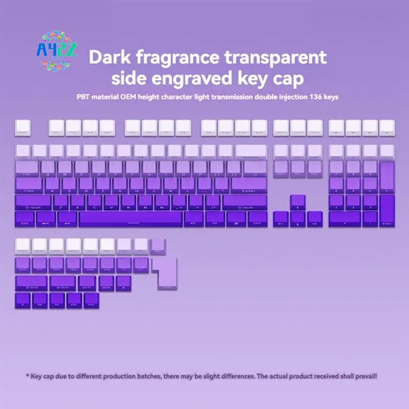 A42Z-136 Keys OEM-Profile PBT Keycaps Gradient Translucent Side Engraved Key Caps For Gaming Mechanical Keyboard