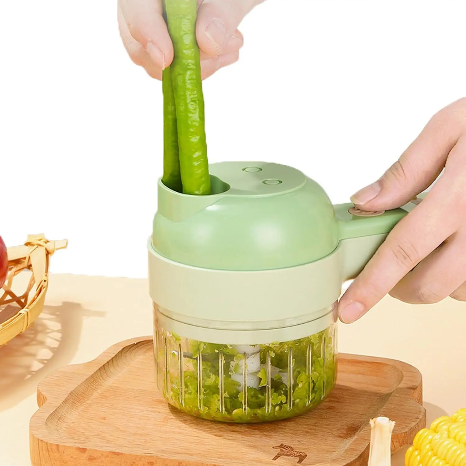 Gatling-tranche de verduras multifuncional para el hogar, máquina de cocina eléctrica de mano para triturar ajos y moler tormenta