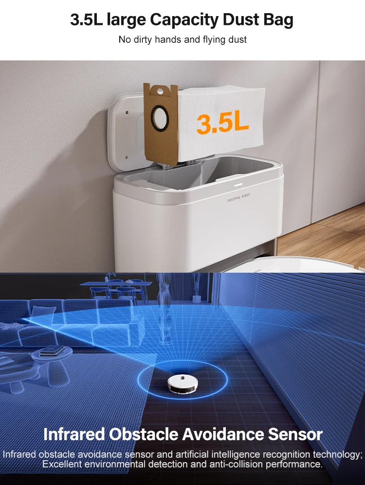 Purerobo K1D Roboter-Staubsauger, Gyroskop-Navigation, intelligenter Lautsprecher, Sturzprävention, Sturzprävention, Sensor, Heimkehrmaschine, Roboter