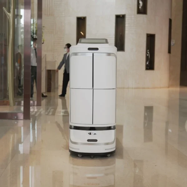 High-performance delivery service robot for hotels, ABS material autonomous food distribution robot