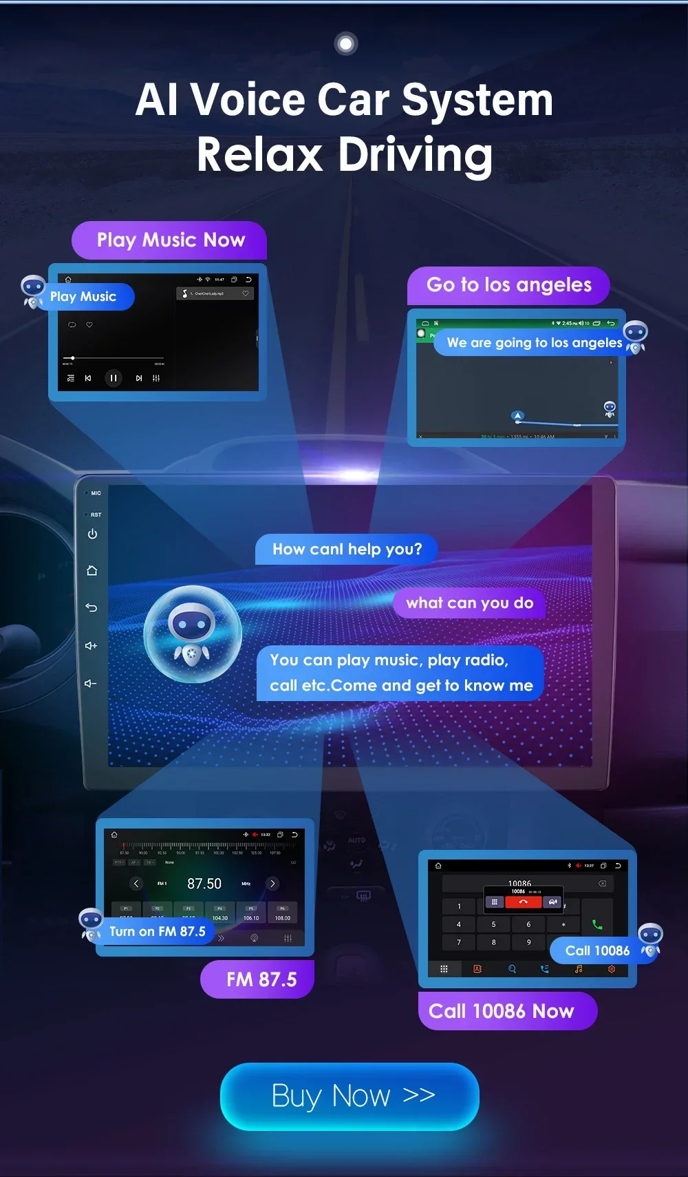 Hizpo Autoradio Carplay 4G 8581 AI Systeme Android Autoradio für Peugeot 208 2008 Serie 2012-2018 Multimedia Video Player GPS – Detail 21