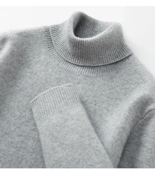 Double thick 100% cashmere sweater men's turtleneck sweater business leisure long sleeve pullover sweater in autumn and winter.