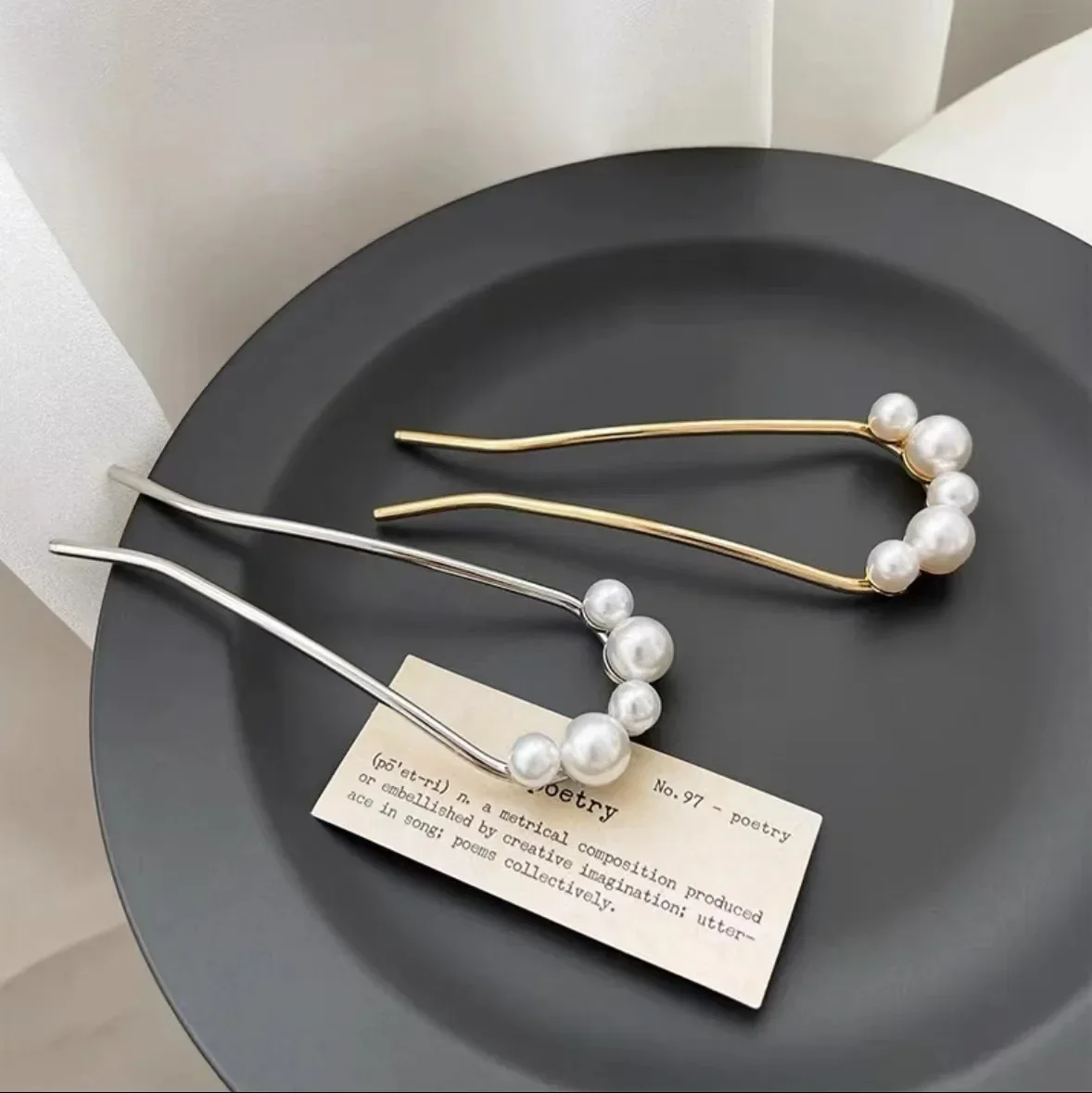 1pcs U Shaped Hairpins Pearl Alloy Waved Hair Clips Simple Metal  Barrettes Bridal Hairstyle Tools Accessories Wedding