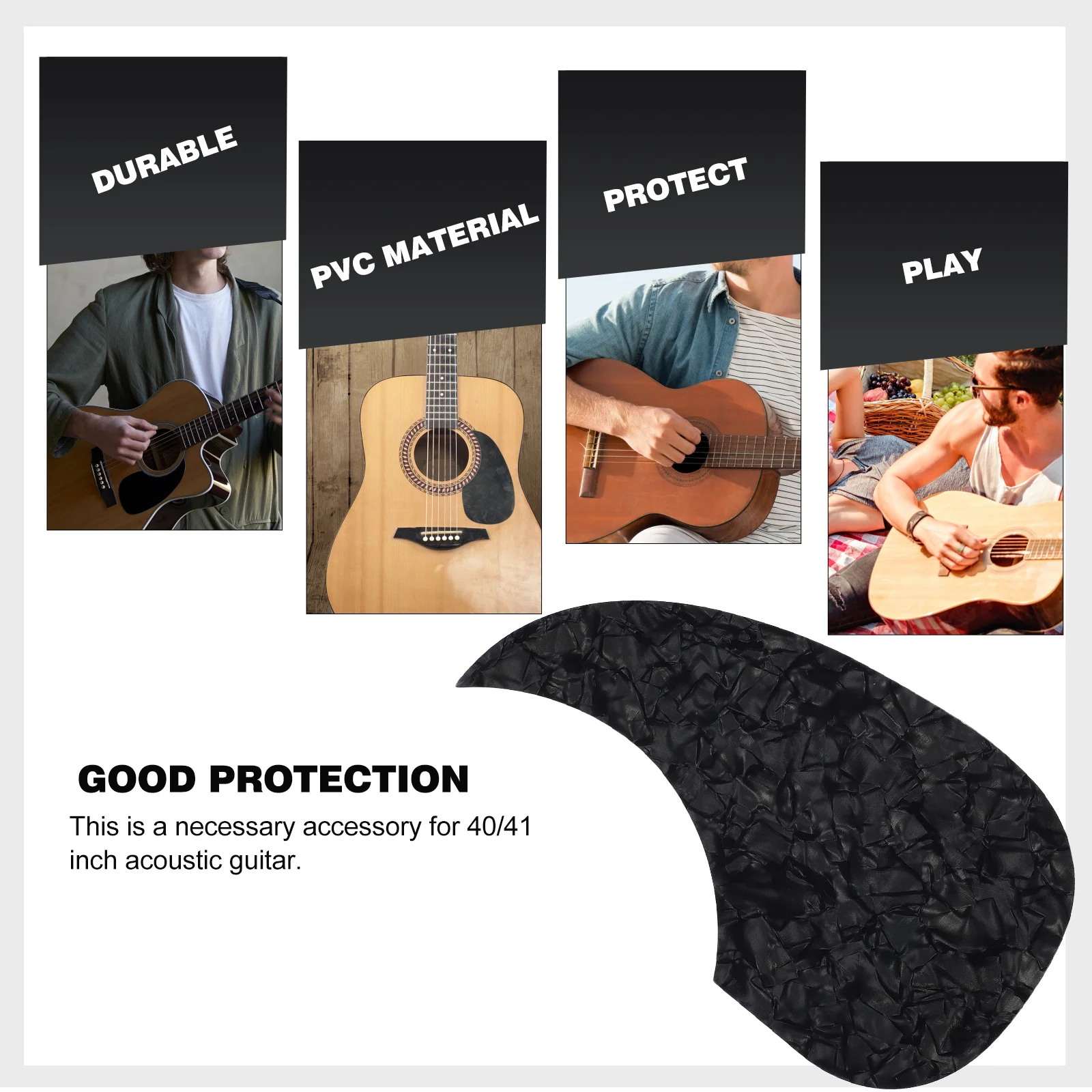 

1Pcs Exquisite Guitar Pickguard Sticker for Acoustic Guitar 40 41 Inch Self Adhesive Protective Plate PVC Pickup Guard Accessory