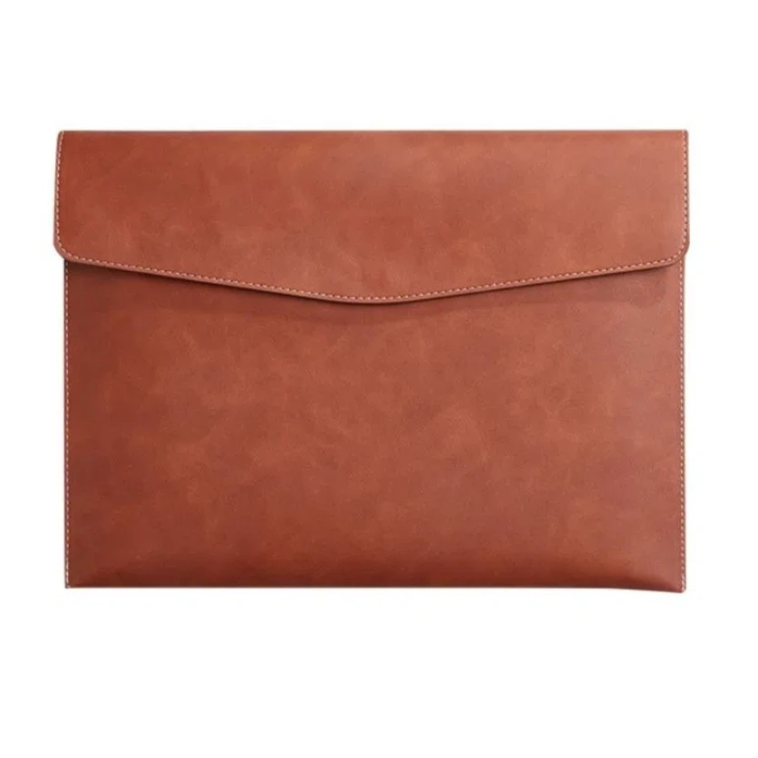 

A4 Handheld File Storage Bag PU Leather Large Capacity Business Briefcase Solid Color Retro Handheld Laptop Bag Test Paper