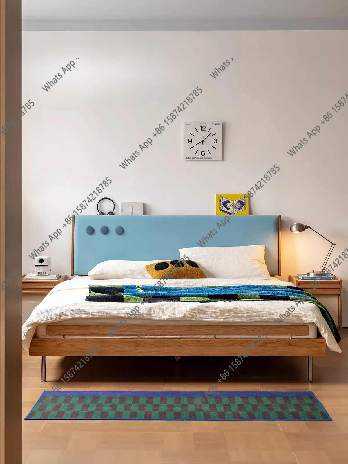 

X30 Time Soft Bag Bed Small Flat Edge 1.5m Single Bed Cherry Wood Japanese 1.8m Soft Bag Bed