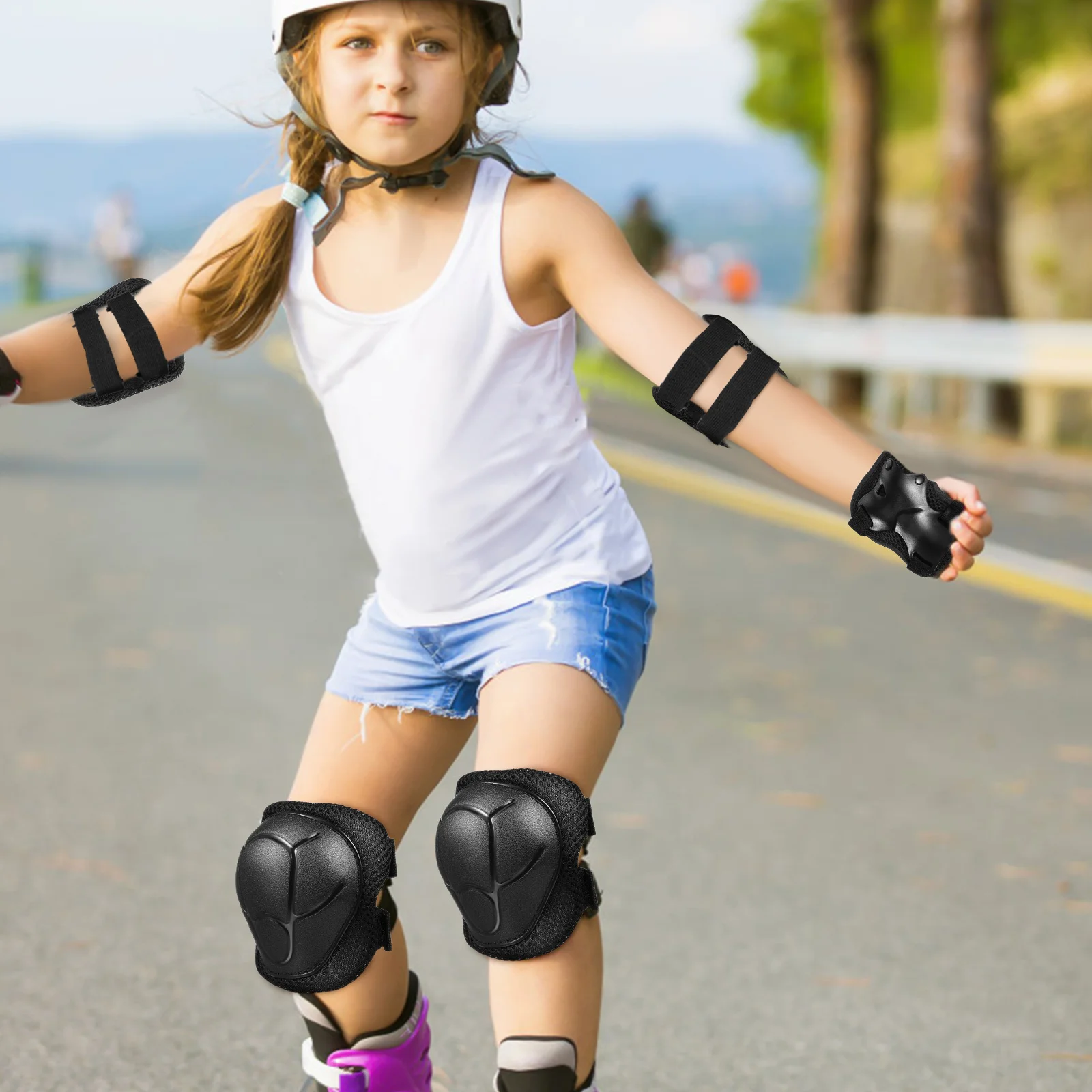 

1Set Knee Elbow Pads Skating Protective Gear Set for Adults with Breathable Mesh for Skateboarding Roller