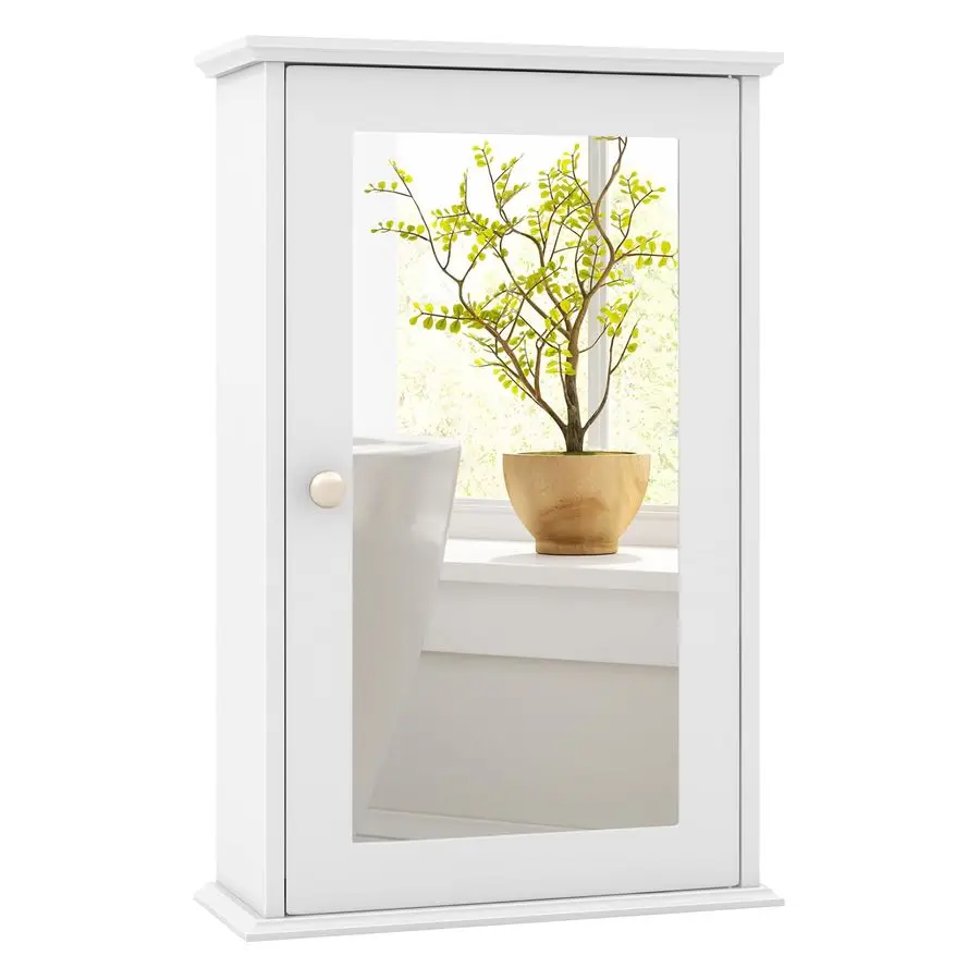 

Wall Mounted Bathroom Storage Cabinet 6"D x 13.5"W x 21"H with Mirror