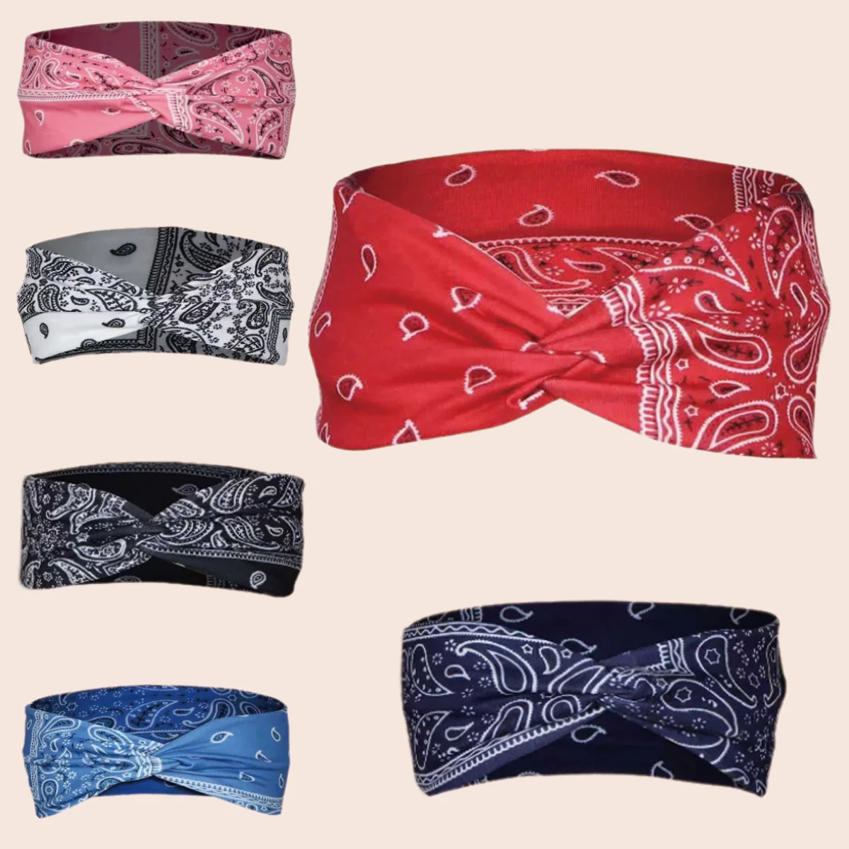 

Amoeba Print Cross Knot Stretch Hair Accessory Wide Sweat Absorb Suitable Yoga Sports Headband Face Wash Makeup Daily Headband