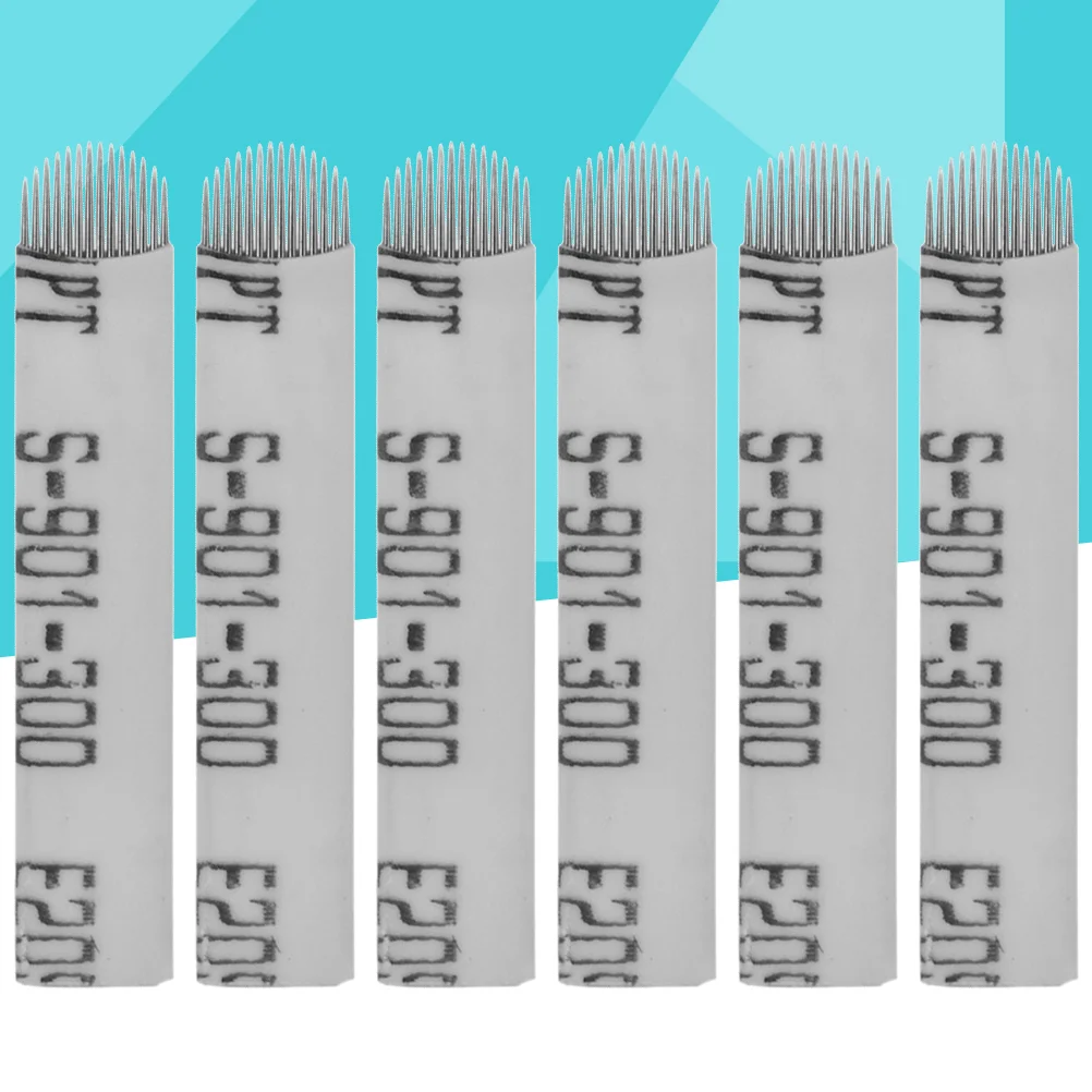 50 peças lâminas em forma de u 14 agulhas de sobrancelha lâminas de maquiagem caneta microblading (branca) lâminas de microblading lâminas de sobrancelha