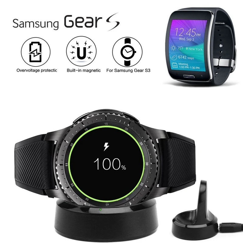 Doca de carregamento sem fio para Samsung Gear S3, Charger Cradle, relógio inteligente