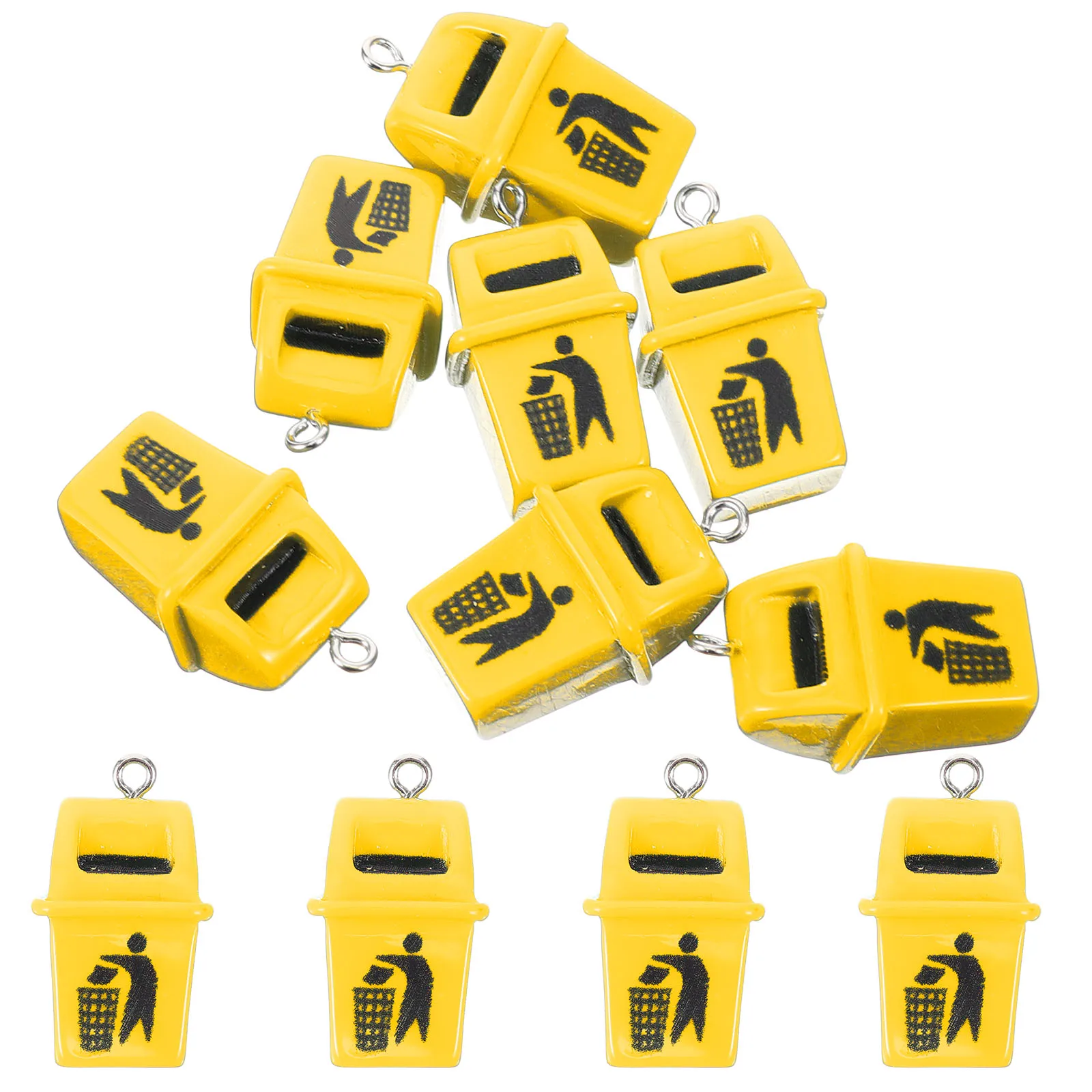 

10pcs Trash Can Pendant Accessories Yellow Resin Earring Charms for Making Jewelry Crafts Keychains Bulk Supplies