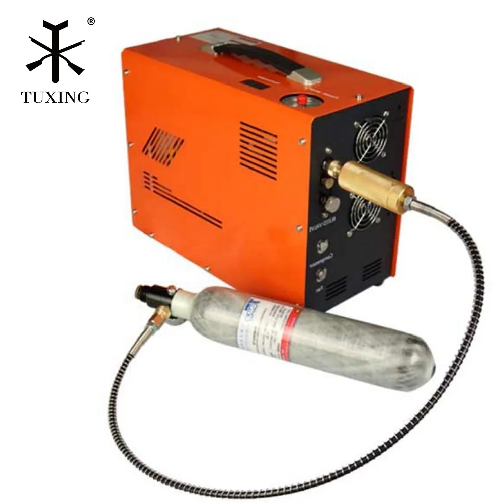 High Pressure 4500psi/300bar/30mpa No Water Oil 110V AC Fan Cooling Automatic Shutdown 12V Paintball PCP Air Compressor