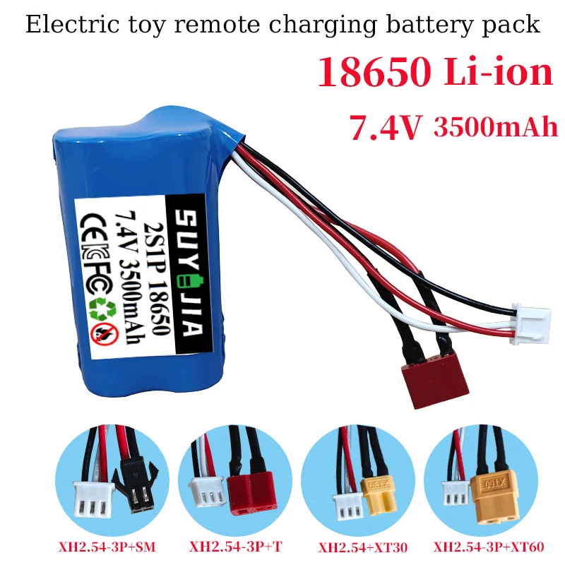 

7,4 В 18650 3500 мАч аккумуляторная батарея для Wltoys 10428/12428/12423/Q46 Радиоуправляемый автомобиль 7,4 В T Plug XH2.54-3P SM XT30 для электромобиля