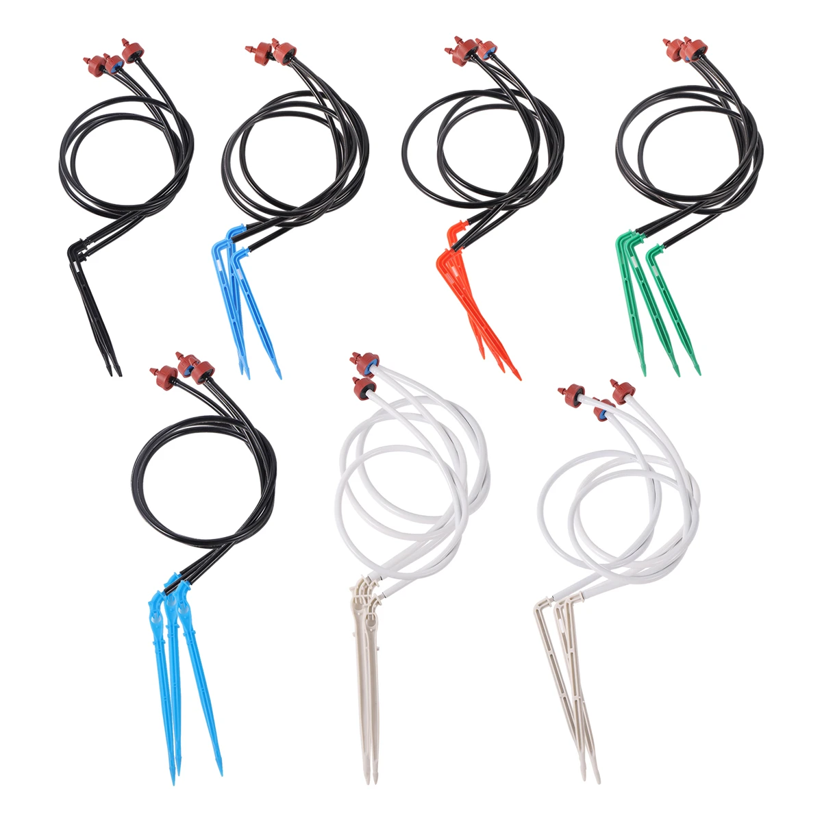 50cm 4/7mm Hose Pressure Compensated Emitter Kits 7 Types One Arrow Dropper Garden Potted Plants Drip irrigation Device 10sets