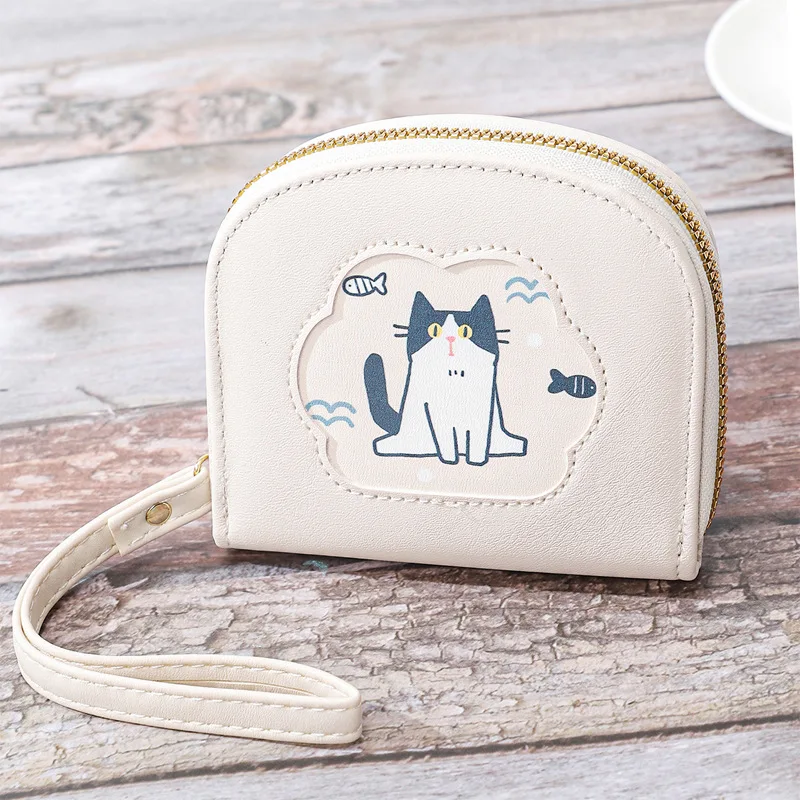 Women Wallet Cute Cat Short Wallet Leather Small Purse Girls Money Bag Card Holder Ladies Female Hasp