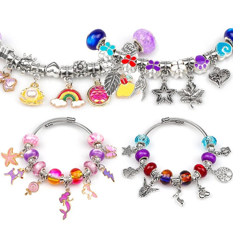 Ensemble de bracelets exécutifs pour filles, perles d'espacement bricolage, pendentif, accessoires pour bracelet, collier, bijoux exécutifs, cadeaux d'anniversaire et de Noël